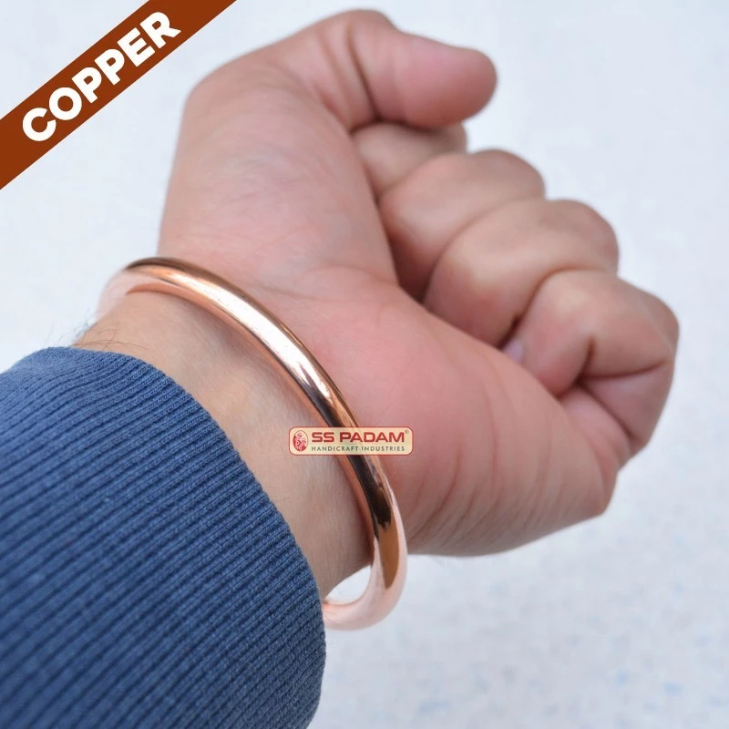 6mm Pure Solid Copper Kada for Men Women