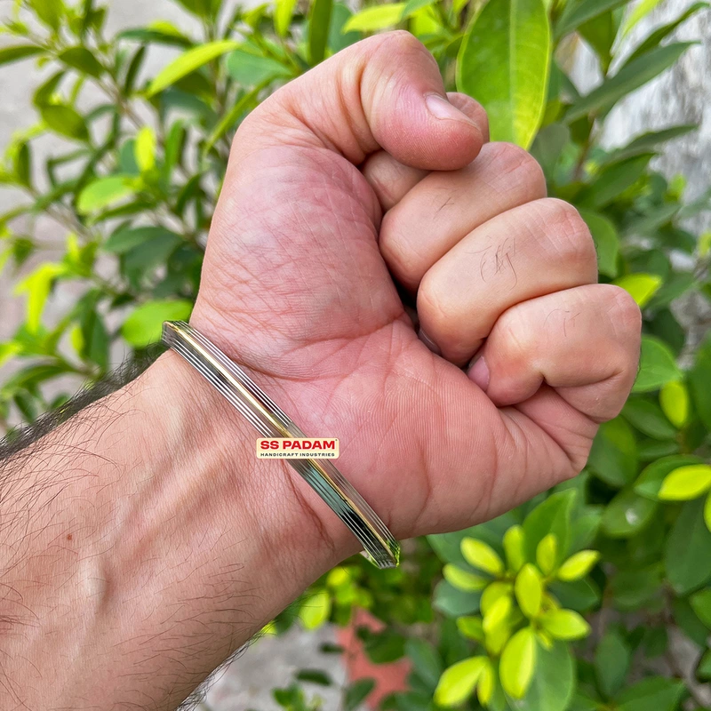 6mm Stainless Steel Liner Brass Ring Punjabi Kada