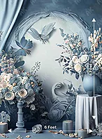 Blue Floral Curtain (PRE-ORDER)