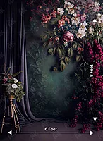 Green Floral Curtain (PRE-ORDER)
