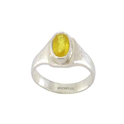 Sterling Silver Yellow Sapphire Ring-Pukhraj stone ring
