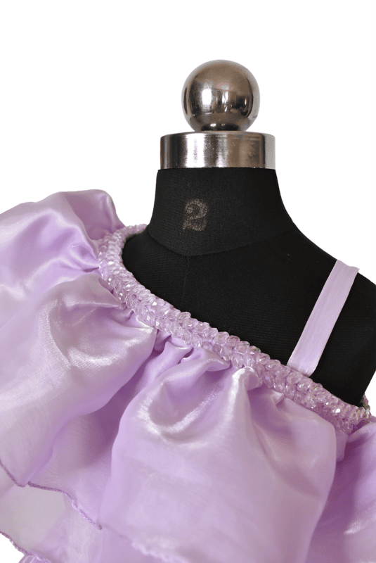 Lavender One Shoulder Organza Dress