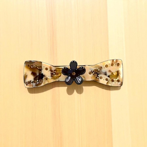 Acetate Hair Barrette with Floral Accent
