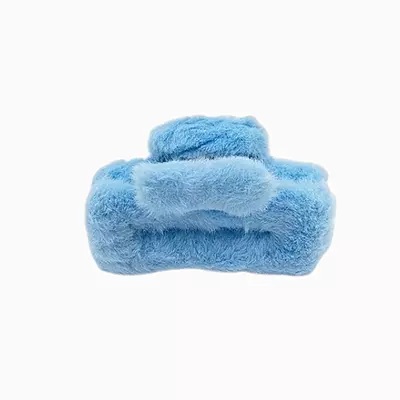 Plush Faux Fur Hair Claw Clip - Vibrant Blue Hair Clamp