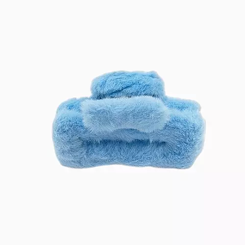 Plush Faux Fur Hair Claw Clip - Vibrant Blue Hair Clamp