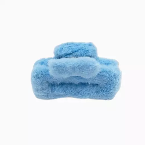Plush Faux Fur Hair Claw Clip - Vibrant Blue Hair Clamp