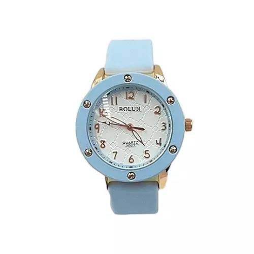 Sky Blue Minimalist Bolun Analog Watch - Soft Silicone Strap