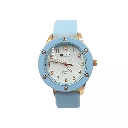 Sky Blue Minimalist Bolun Analog Watch - Soft Silicone Strap