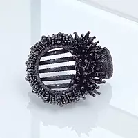 Chic Stripe Hair Claw Clip with Beaded Embellishments