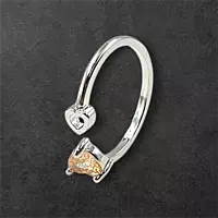 Heart Gemstone Adjustable Ring | Silver-Plated Statement Jewelry