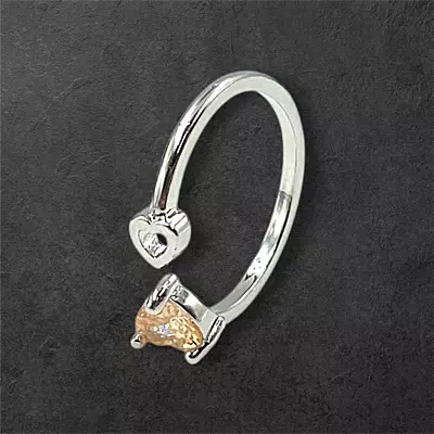 Heart Gemstone Adjustable Ring | Silver-Plated Statement Jewelry