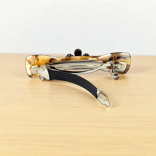 Acetate Hair Barrette with Floral Accent