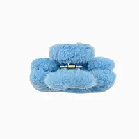 Plush Faux Fur Hair Claw Clip - Vibrant Blue Hair Clamp