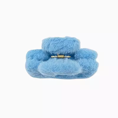 Plush Faux Fur Hair Claw Clip - Vibrant Blue Hair Clamp