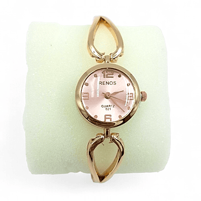 Rose Gold RENOS Watch | Crystal Heart Bangle Gift Set
