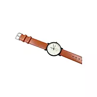 Custom Unisex Minimalist Analog Watch - Tan Faux Leather Band