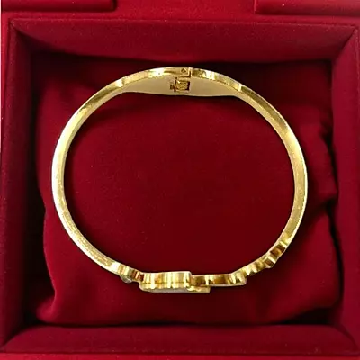 Floral and Butterfly Bangle Bracelet with Black Enamel Detail