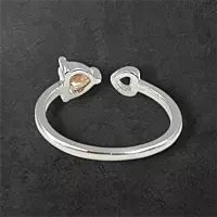 Heart Gemstone Adjustable Ring | Silver-Plated Statement Jewelry