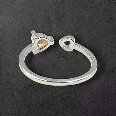 Heart Gemstone Adjustable Ring | Silver-Plated Statement Jewelry