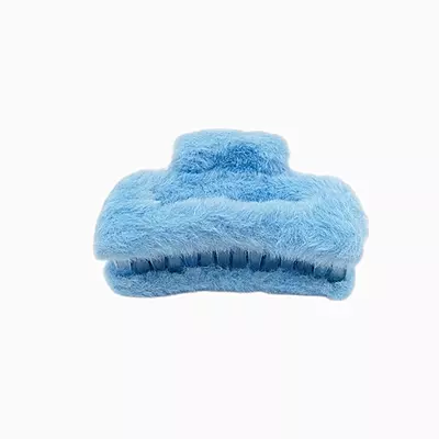 Plush Faux Fur Hair Claw Clip - Vibrant Blue Hair Clamp