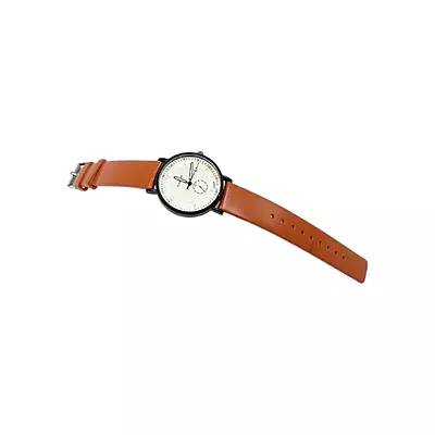 Custom Unisex Minimalist Analog Watch - Tan Faux Leather Band