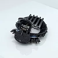 Chic Stripe Hair Claw Clip with Beaded Embellishments