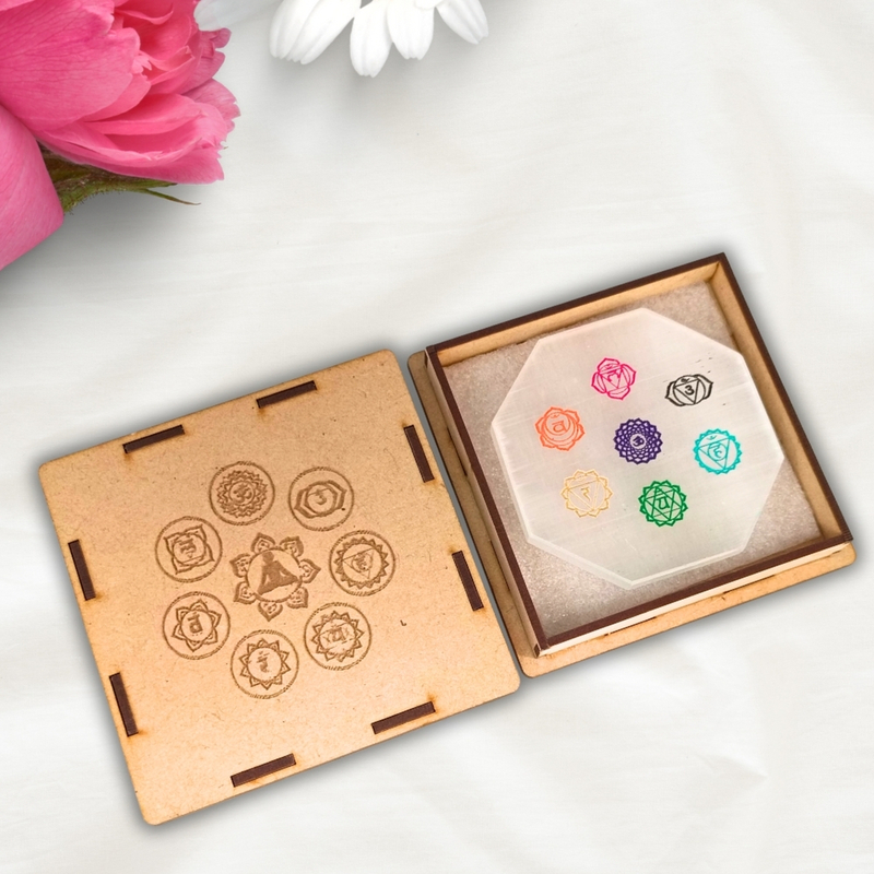 7 Chakra Selenite Charging Plate