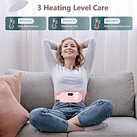 Heating Pad Belt for Menstrual Cramps, Period Pain Relief with Vibration Massage, 3 Heat Settings, Pink