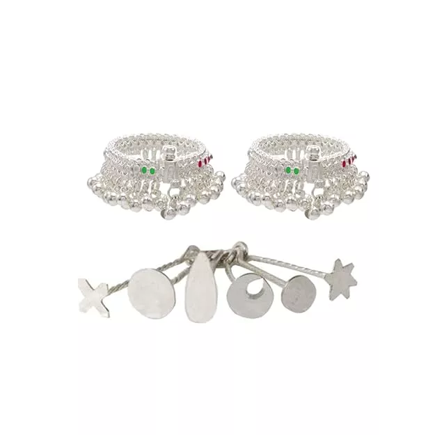Silver Gift set for Baby (Anklets/kolusu, Bindhi)