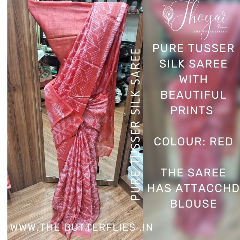 PURE TUSSER SILK SAREE ssgSTUS22506