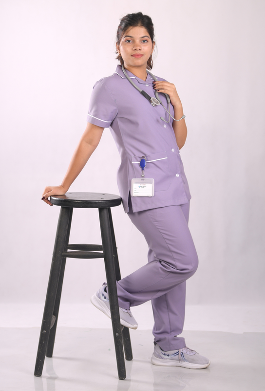 Ksvi Nurse Uniform L Collar Shirt & Pant Set || Pastel Lilac