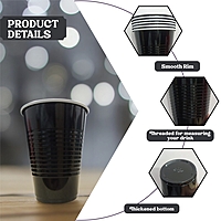 The Magic Balloons - Black Pong Glasses - Pack of 50pcs | Reusable 450ml Party Glasses for Diwali, Holi, New Year, Bachelor , Halloween & Christmas| Eco-Friendly Cups for Adults Parties & Games