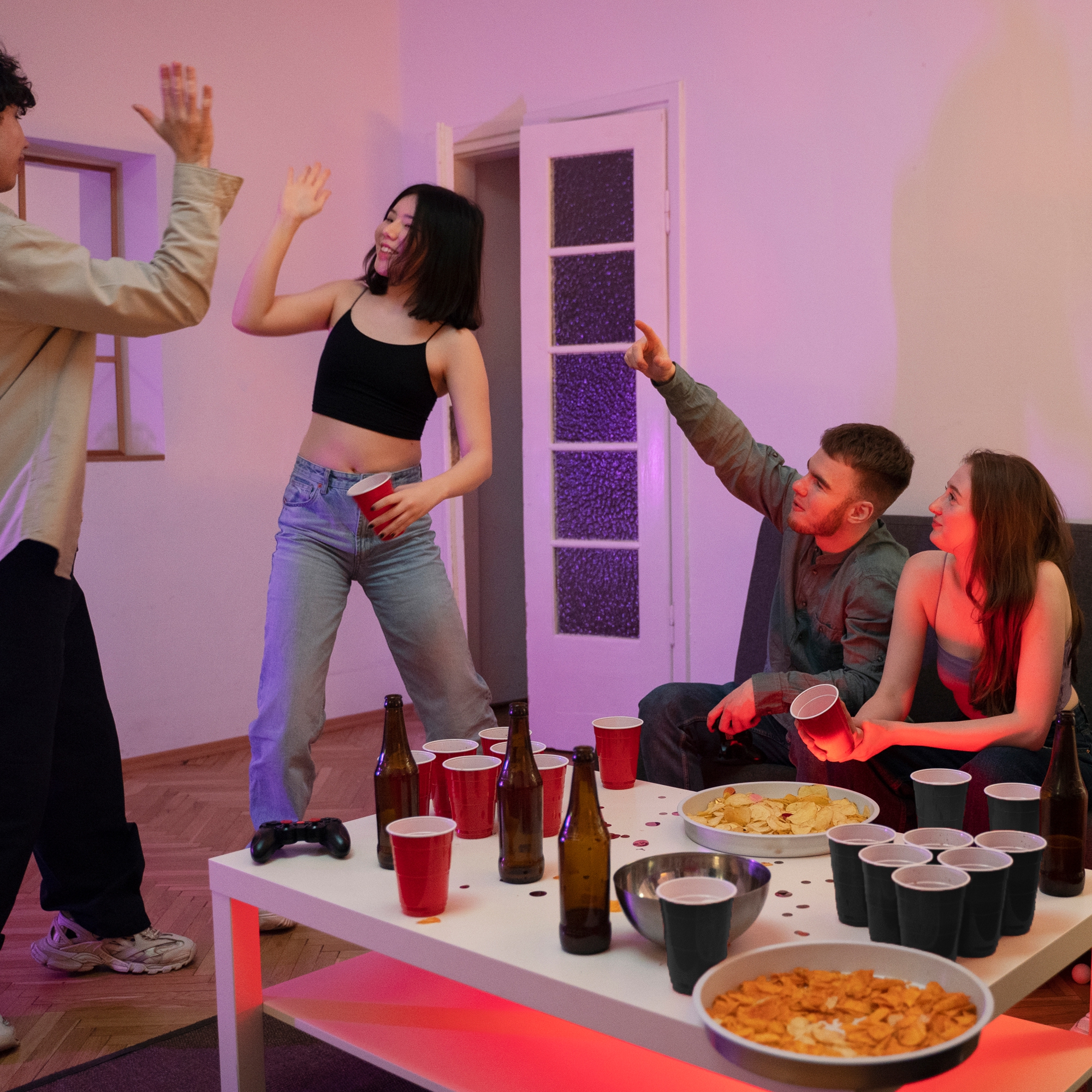 Red & Black Combo Set of 50 - 450ml Beer Pong Glasses | Reusable Drinking Glasses for Party Bachelor Wedding & Retirement Celebrations |25 pcs Each Color