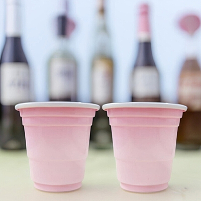 Set of 20 Pink Combo Pack | 10 Pong Glasses 450ml & 10 Shot Glasses 60ml | Reusable Party Glasses for Beer Pong Shots | Perfect for Events & Celebrations