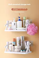 Human Shape ABS Stand | (Pack of 2) Self Adhesive Wall Mounted Shelf | No Drill Bathroom Storage Rack | Multipurpose Shelf for Kitchen Organizer, Bathroom, Kitchen & Bedroom