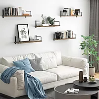 Wooden Wall Shelf for Books | Wall Mounted Bookshelf for Living Room & Bedroom | Floating Wall Bookshelf | Book Shelf Wooden Wall Mounted | Decorative Wall Shelf Rack (Brown, 20X6X6, 3)