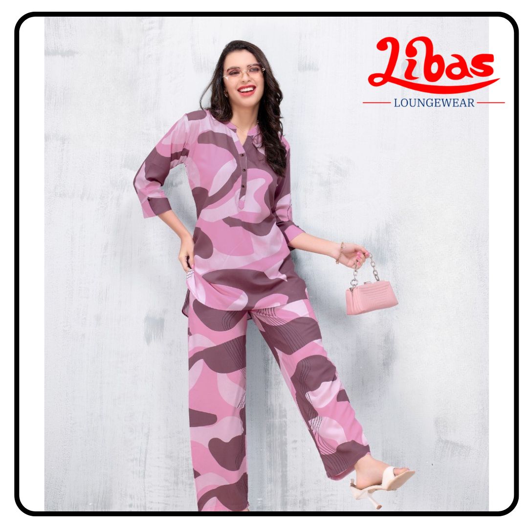 Vintage Rose Striped Top & Bottom Hosiery Cotton Women Night Suit From Libas Loungewear- FPS148