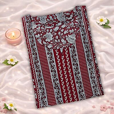 Scarlet Red Cotton Nighty With Floral Print All Over From Libas Loungewear - AL1126