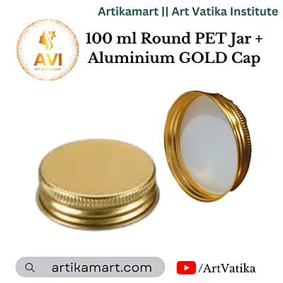 100 ml Round PET Jar + Aluminium GOLD Cap 100 ml Round PET Jar + Aluminium GOLD Cap