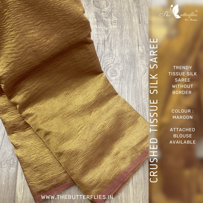 CRUSHED TISSUE SILK SAREE USTSTES23524 CRUSHED TISSUE SILK SAREE USTSTES23524