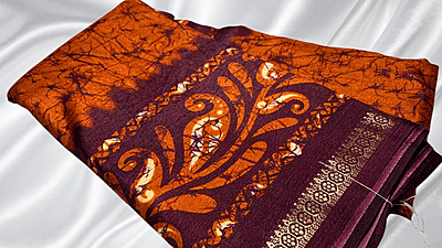 Binny Silk Sentosa Wave Saree - Orange Binny Silk Sentosa Wave Saree - Orange