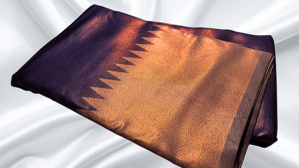 Butter Tissue Temple Design Saree - Dark Blue