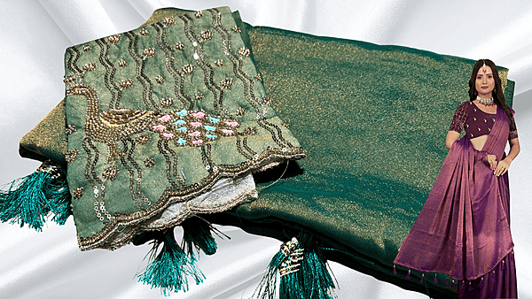 Winter Peacock Aari Cut Work Saree - Rexona