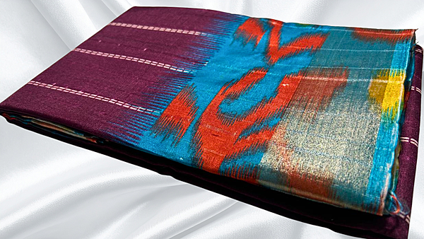 Handloom Digital Soft Saree - Dark Plum