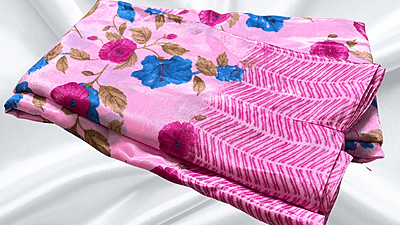 Turkey Silk Floral Saree - Pink