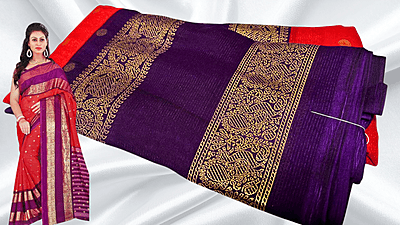 Anushree Soft Retta Patta Saree - Rusty Orange Anushree Soft Retta Patta Saree - Rusty Orange