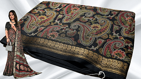 Aariv Binny Silk Small Jari Saree - Black