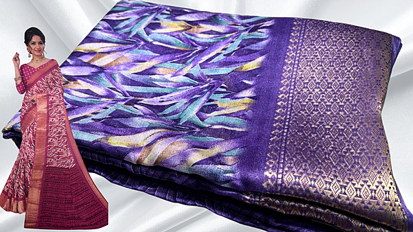 Silkina Dola Silk Jari Saree - Purple