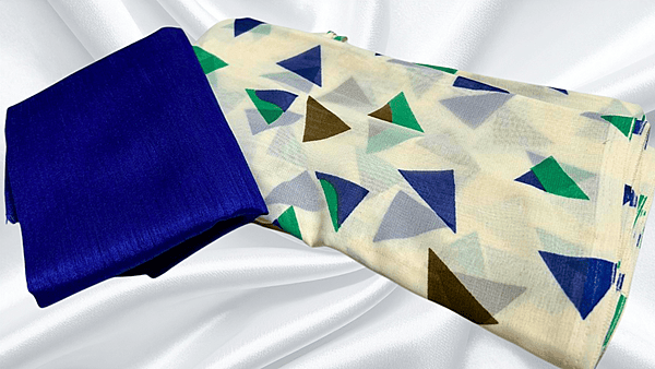 Soft Poonam Chiffon Saree - Blue Triangle