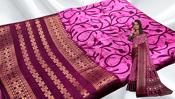 Premium Silk Manga Saree - Pink